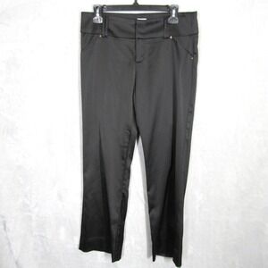 Cache Black Dress Pants Women's Size 10 Rhinestone Accents Career Satin Vintage